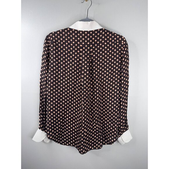 CHLOÉ Brown Polka-dot Printed Button Down Blouse In Multi Size S 36 Silk Accents - Picture 5 of 9